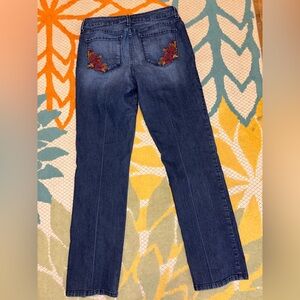 NYDJ Straight Leg Embroidered Pocket Jeans Size 12